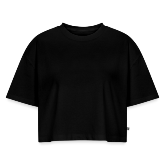 Frauen Oversized Bio Cropped T-Shirt - Schwarz