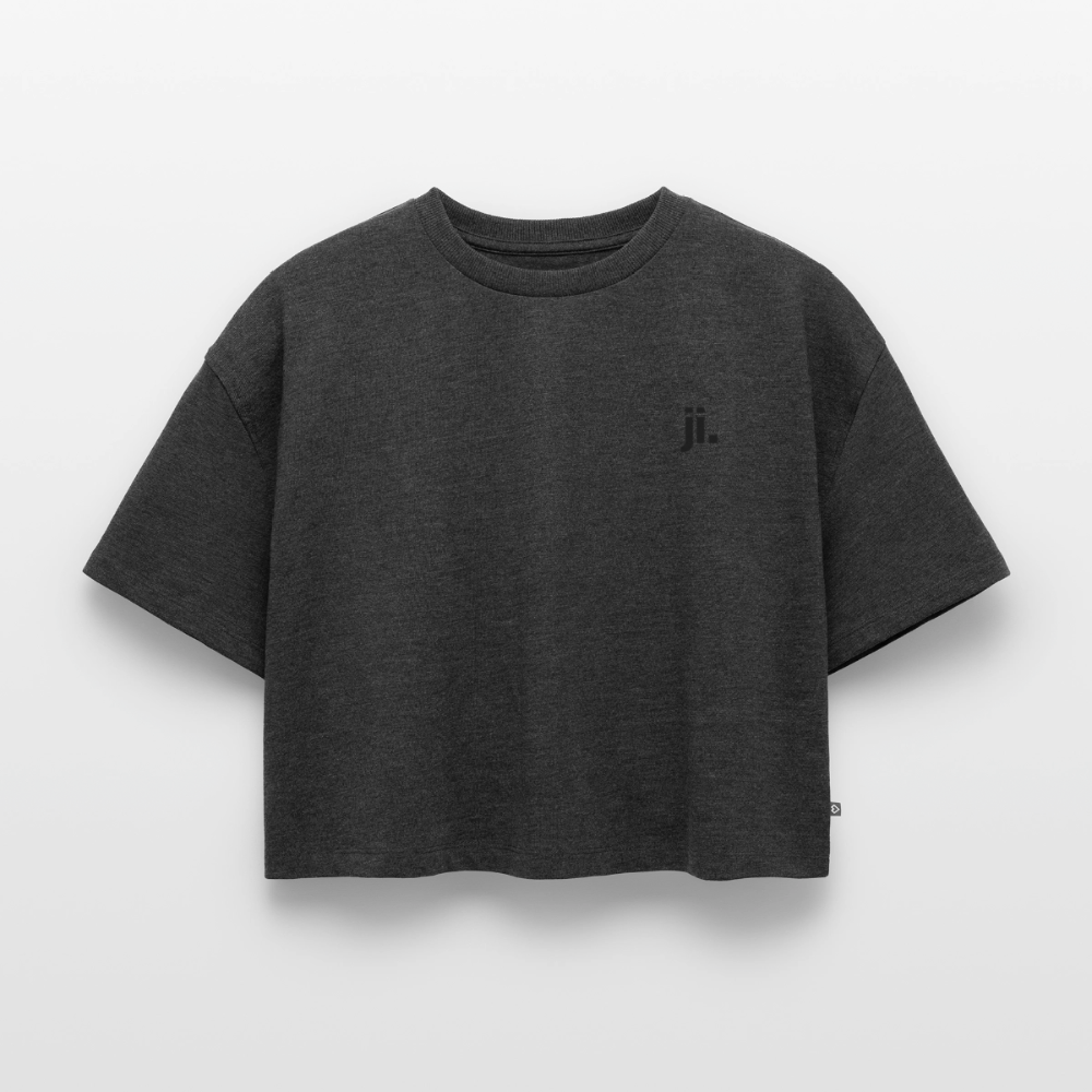 Frauen Oversized Bio Cropped T-Shirt - Anthrazit meliert
