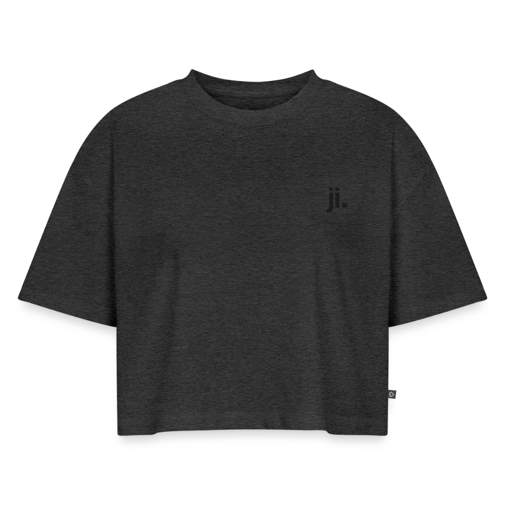 Frauen Oversized Bio Cropped T-Shirt - Anthrazit meliert