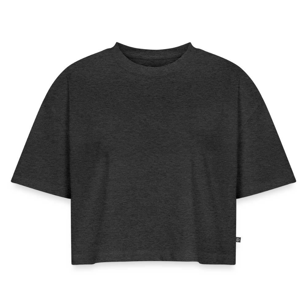 Frauen Oversized Bio Cropped T-Shirt - Anthrazit meliert