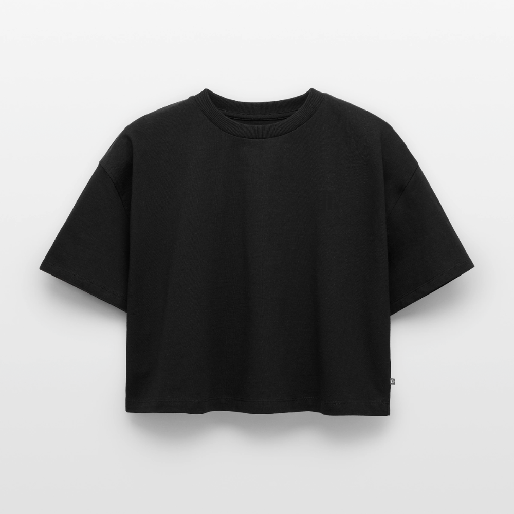 Frauen Oversized Bio Cropped T-Shirt - Schwarz