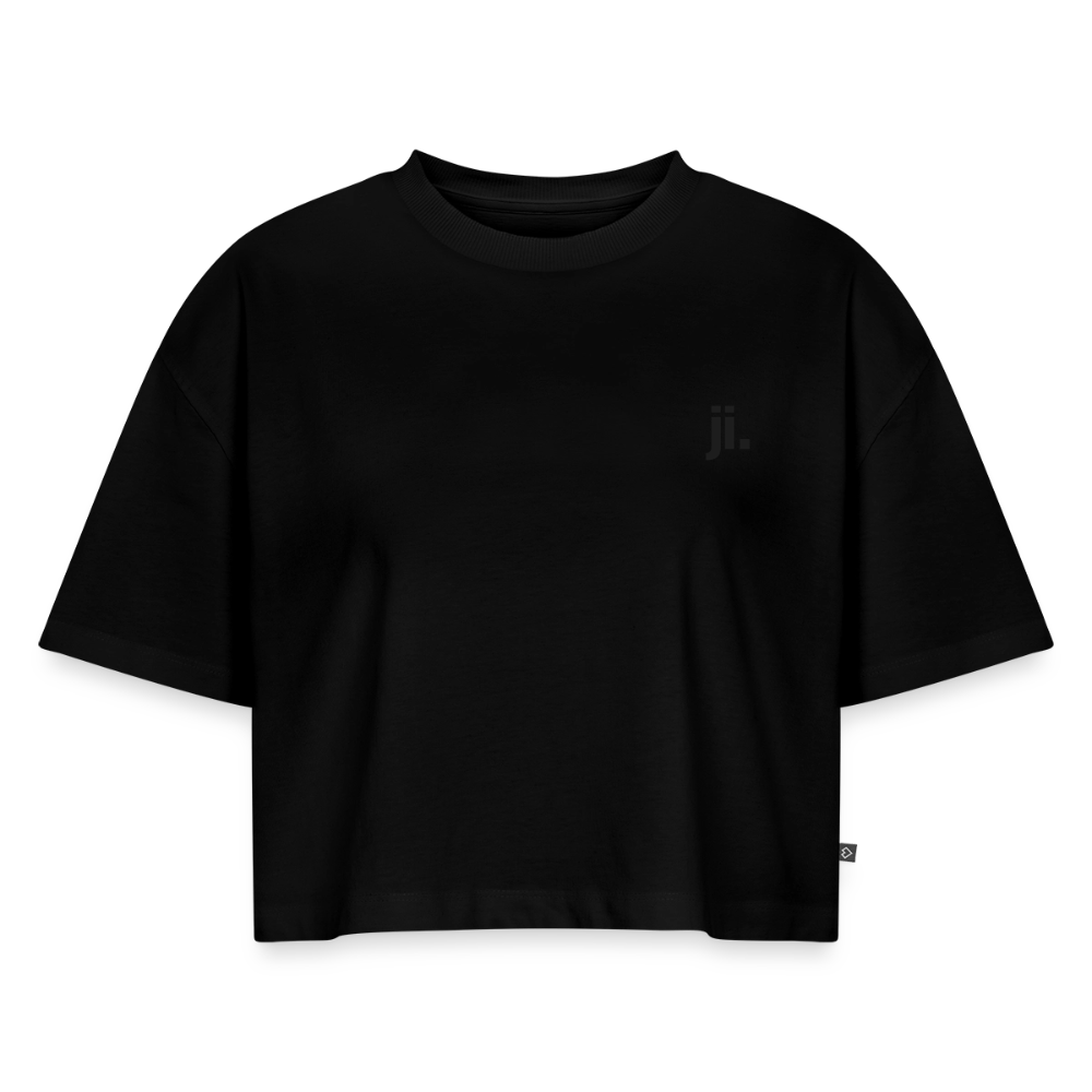 Frauen Oversized Bio Cropped T-Shirt - Schwarz