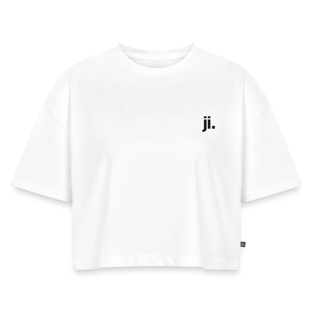 Frauen Oversized Bio Cropped T-Shirt - Weiß